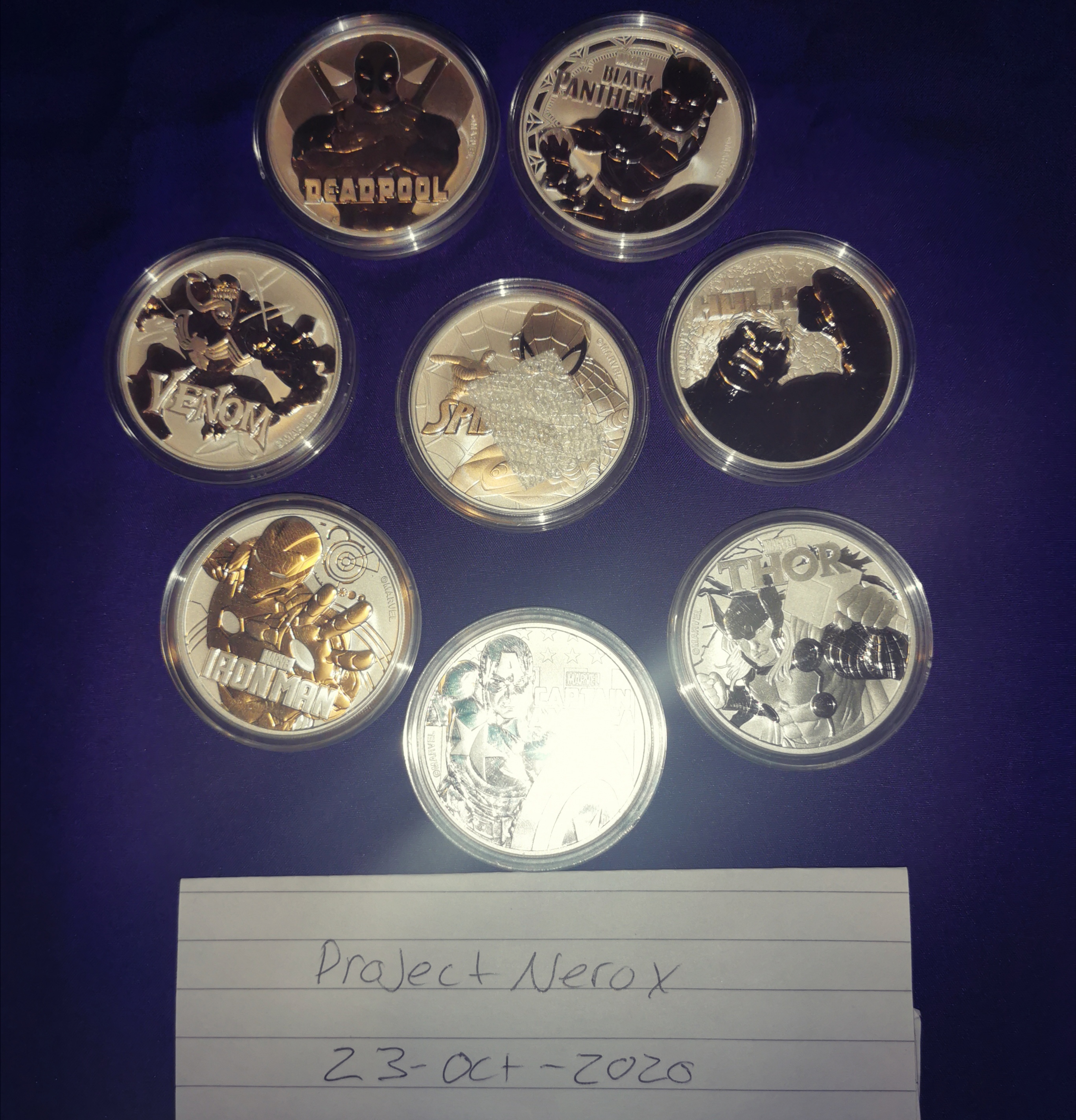 Full up to date Marvel 1oz 8 coin silver set United